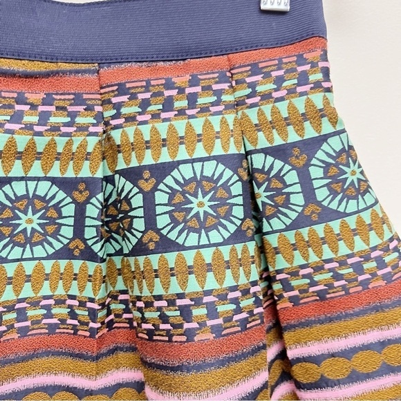 Anthropologie Morgan Carper Nomad Geometric Boho Print Pleated Mini Skirt - Picture 4 of 10